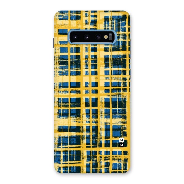 Yellow Rugged Check Design Back Case for Galaxy S10 Plus