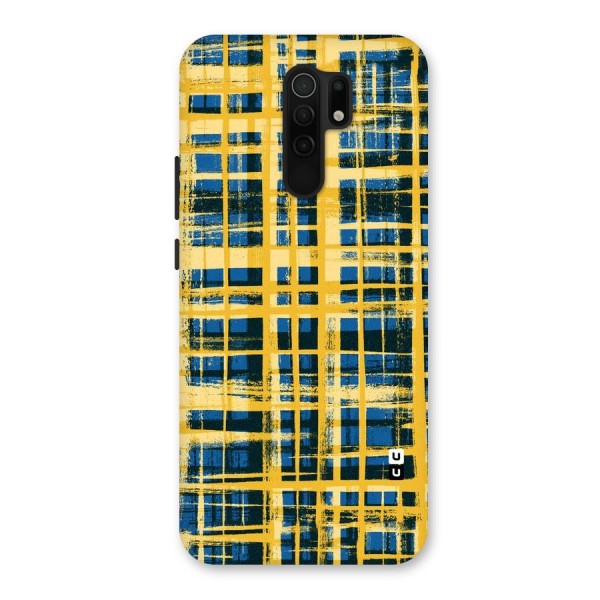 Yellow Rugged Check Design Back Case for Redmi 9 Prime