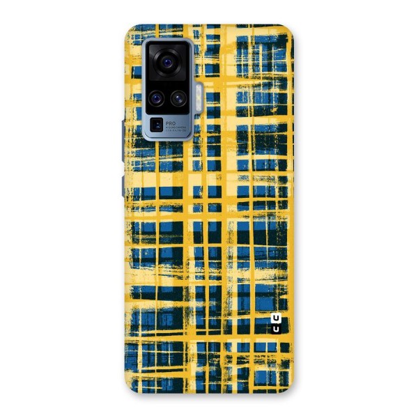 Yellow Rugged Check Design Back Case for Vivo X50 Pro