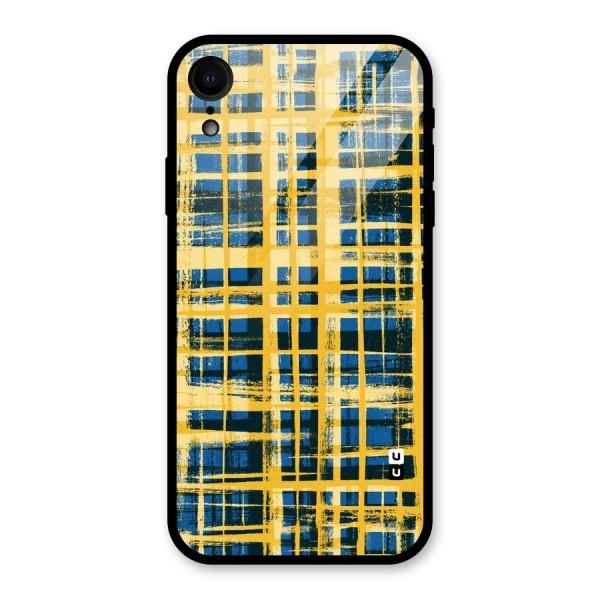 Yellow Rugged Check Design Glass Back Case for XR