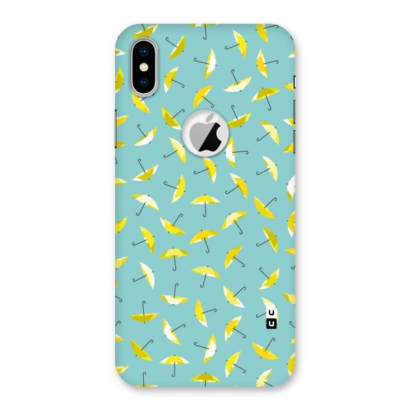 Yellow Umbrella Pattern Back Case for iPhone XS Logo Cut