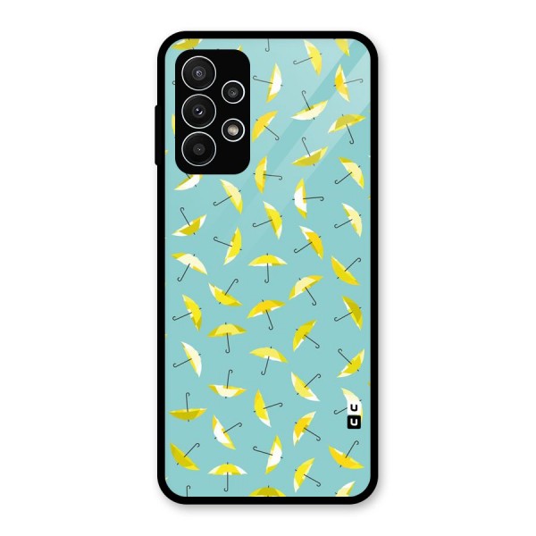 Yellow Umbrella Pattern Glass Back Case for Galaxy A23