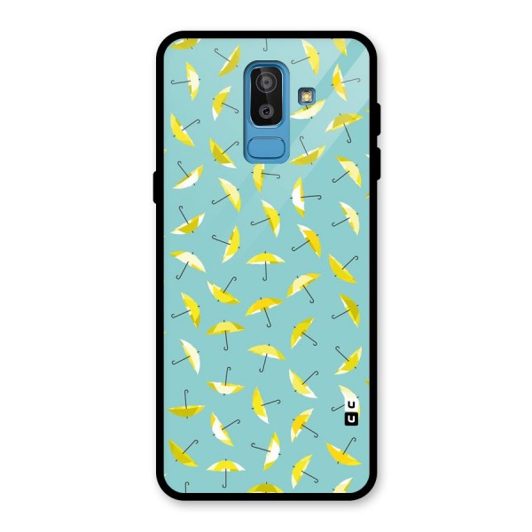 Yellow Umbrella Pattern Glass Back Case for Galaxy J8