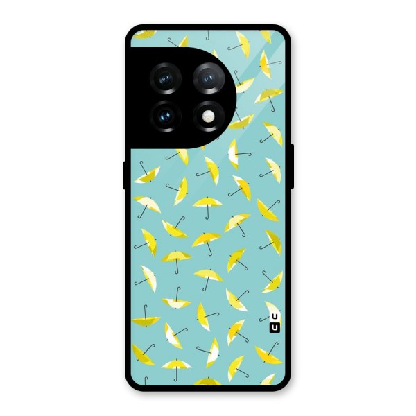 Yellow Umbrella Pattern Glass Back Case for OnePlus 11