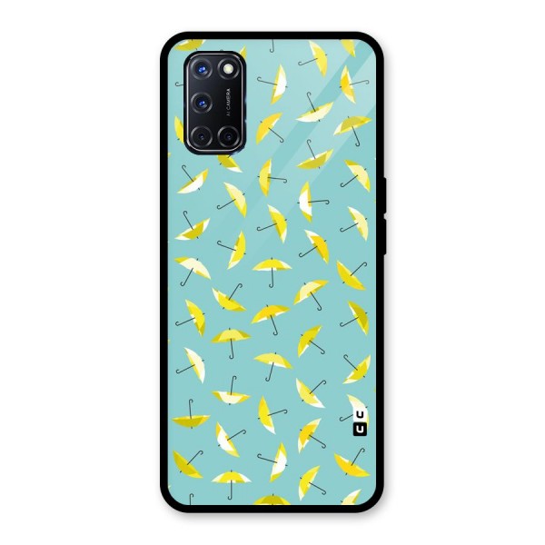 Yellow Umbrella Pattern Glass Back Case for Oppo A52