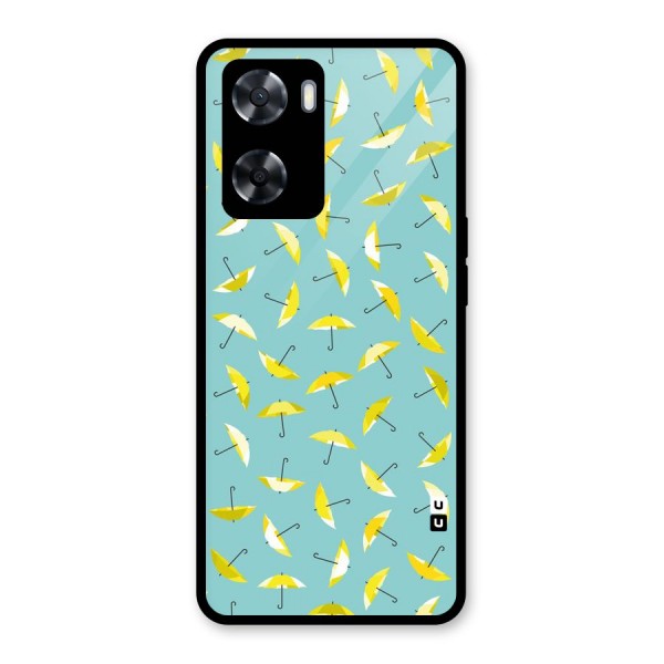 Yellow Umbrella Pattern Glass Back Case for Oppo A57 2022