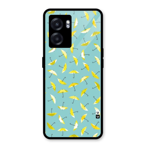 Yellow Umbrella Pattern Glass Back Case for Oppo K10 (5G)