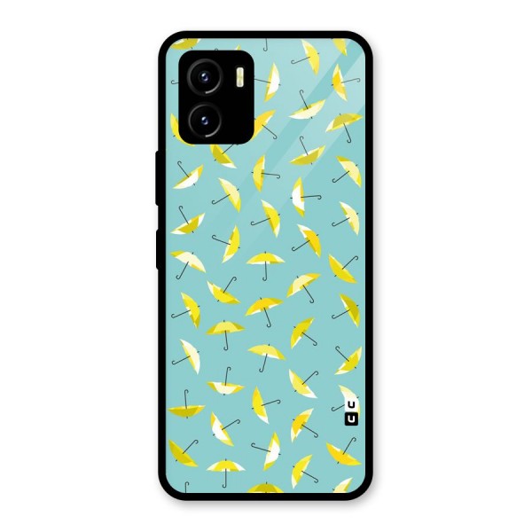 Yellow Umbrella Pattern Glass Back Case for Vivo Y15s