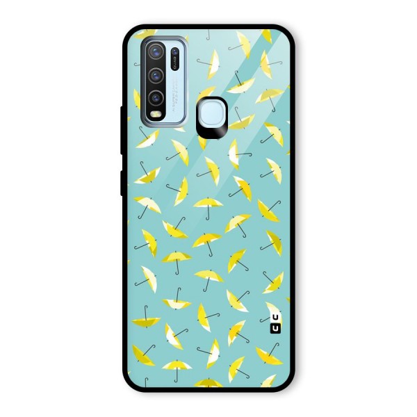 Yellow Umbrella Pattern Glass Back Case for Vivo Y30