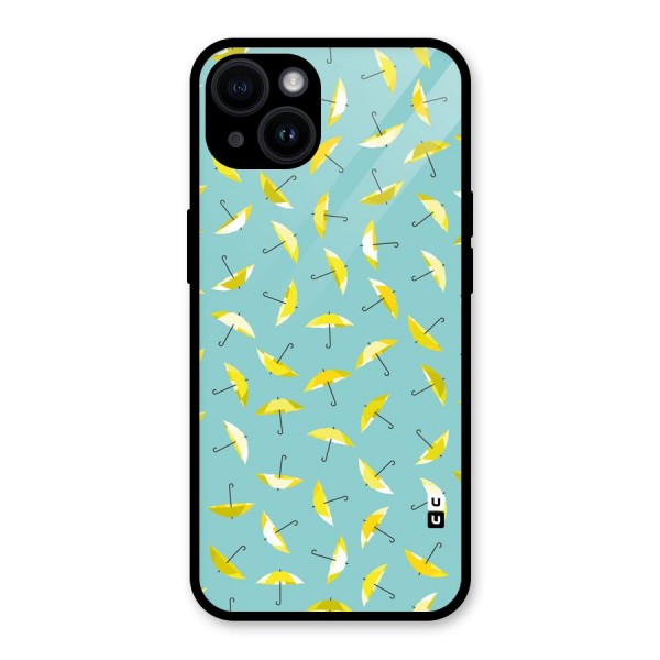 Yellow Umbrella Pattern Glass Back Case for iPhone 14