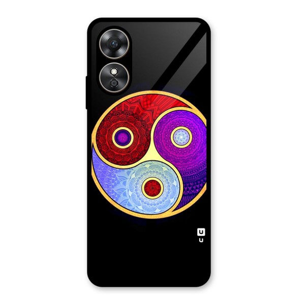 Yin Yang Mandala Design Glass Back Case for Oppo A17