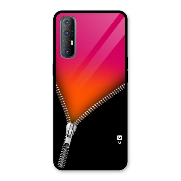 Zipper Print Glass Back Case for Oppo Reno3 Pro