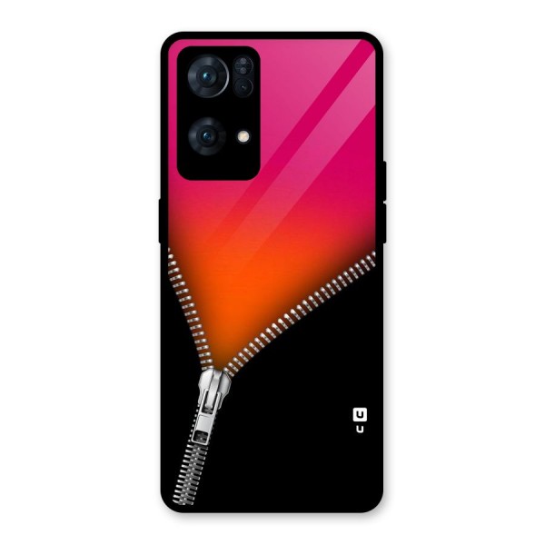 Zipper Print Glass Back Case for Oppo Reno7 Pro 5G