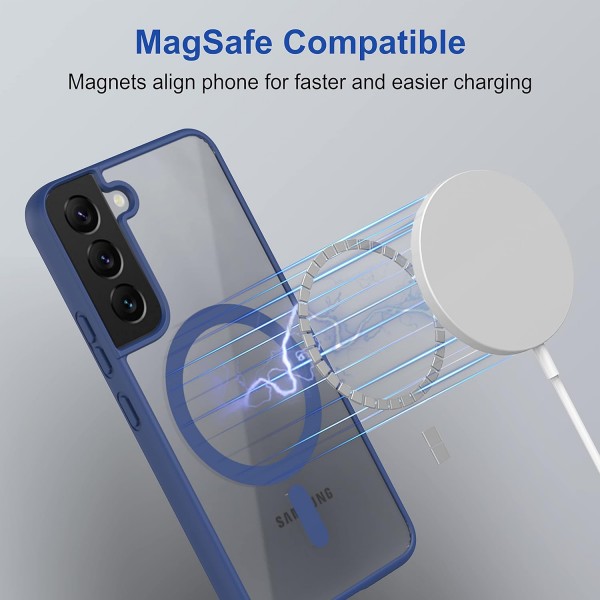 Royal Blue Clear Transparent Magsafe Back Case for Galaxy S22 5G