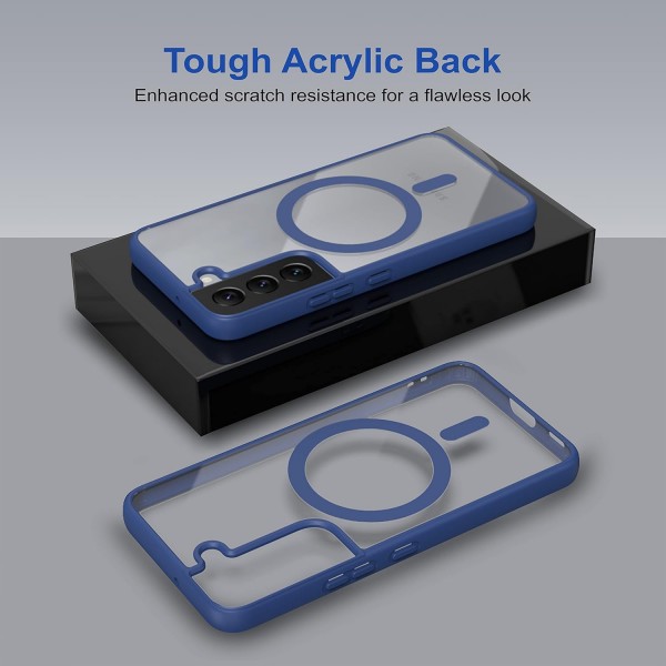 Royal Blue Clear Transparent Magsafe Back Case for Galaxy S22 5G