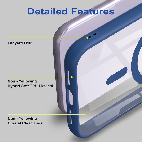 Royal Blue Clear Transparent Magsafe Back Case for Galaxy S22 5G