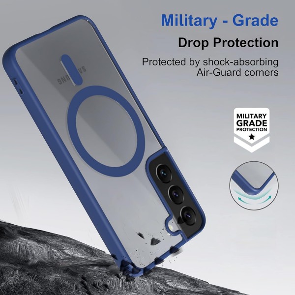 Royal Blue Clear Transparent Magsafe Back Case for Galaxy S22 5G