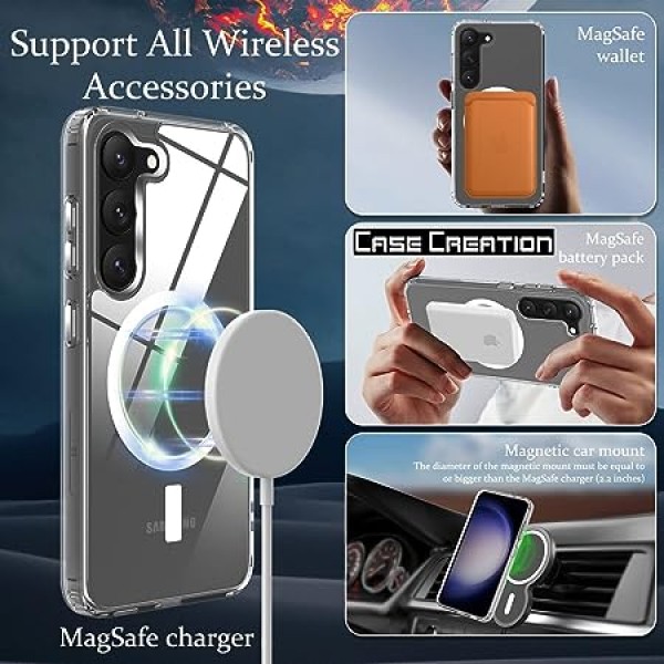 Crystal Clear Transparent Magsafe Back Case for Galaxy S23