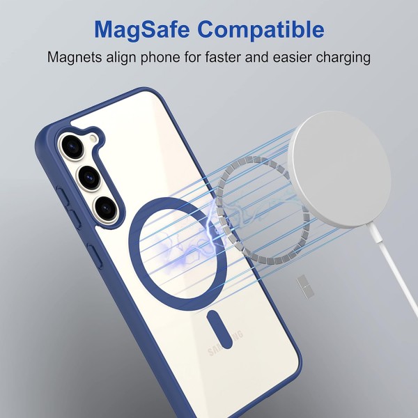 Royal Blue Clear Transparent Magsafe Back Case for Galaxy S23