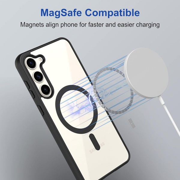 Black Clear Transparent Magsafe Back Case for Galaxy S23 Plus