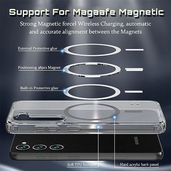 Crystal Clear Transparent Magsafe Back Case for Galaxy S23 Plus