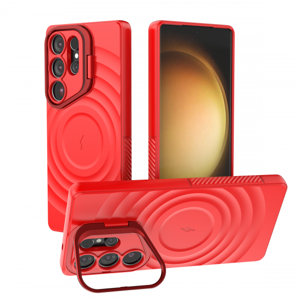 Crimson Red - TitanShield Wave Silicone Magsafe Back Case for Galaxy S25 Ultra