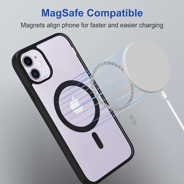 Black Clear Transparent Magsafe Back Case for iPhone 11