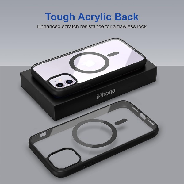 Black Clear Transparent Magsafe Back Case for iPhone 11