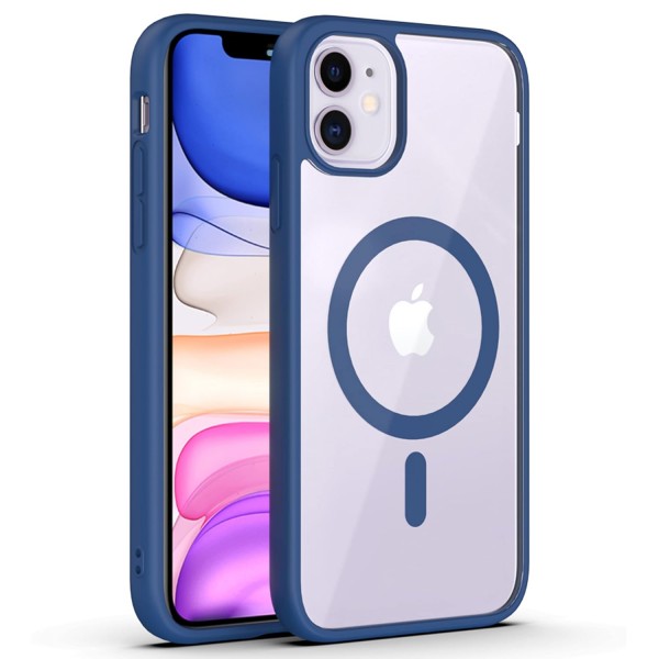 Royal Blue Clear Transparent Magsafe Back Case for iPhone 11