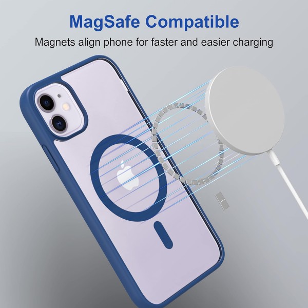 Royal Blue Clear Transparent Magsafe Back Case for iPhone 11