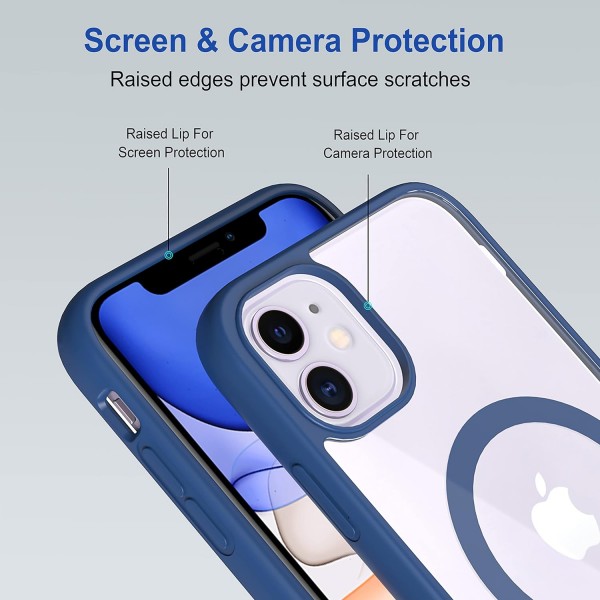 Royal Blue Clear Transparent Magsafe Back Case for iPhone 11