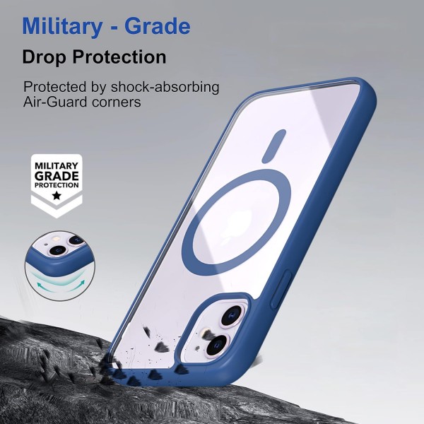 Royal Blue Clear Transparent Magsafe Back Case for iPhone 11