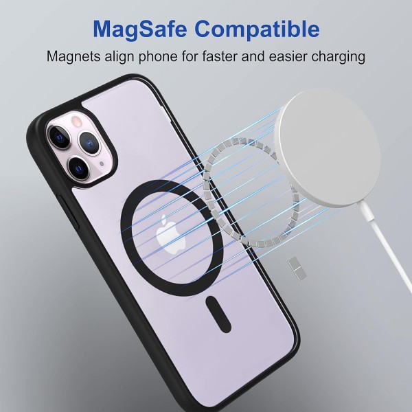 Black Clear Transparent Magsafe Back Case for iPhone 11 Pro Max