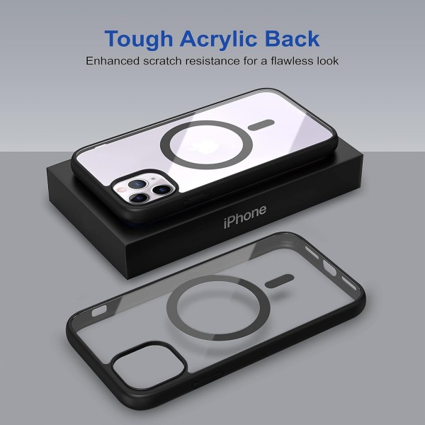 Black Clear Transparent Magsafe Back Case for iPhone 11 Pro Max