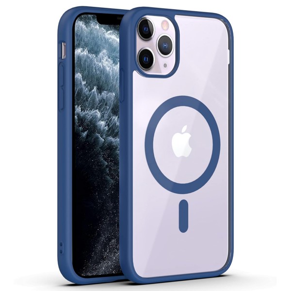 Royal Blue Clear Transparent Magsafe Back Case for iPhone 11 Pro Max