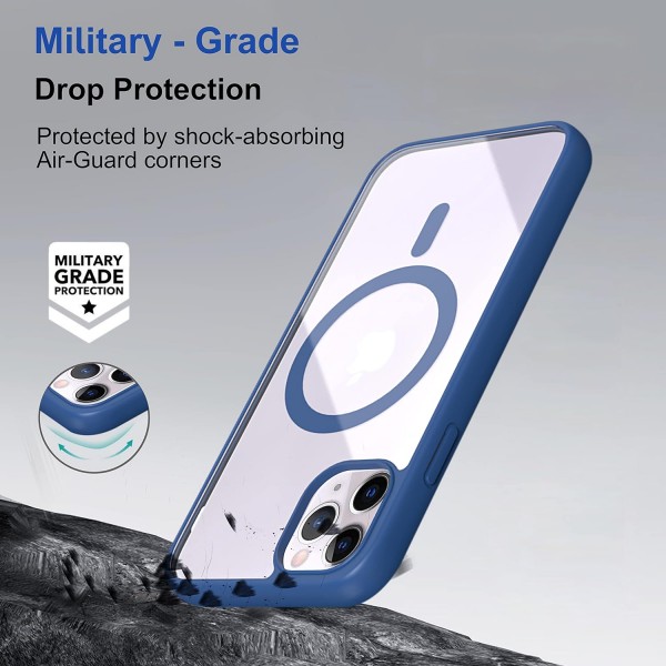 Royal Blue Clear Transparent Magsafe Back Case for iPhone 11 Pro Max