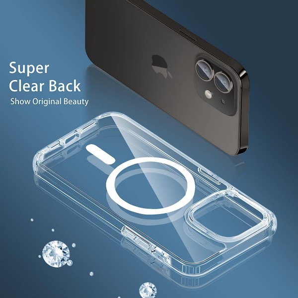 Crystal Clear Transparent Magsafe Back Case for iPhone 12