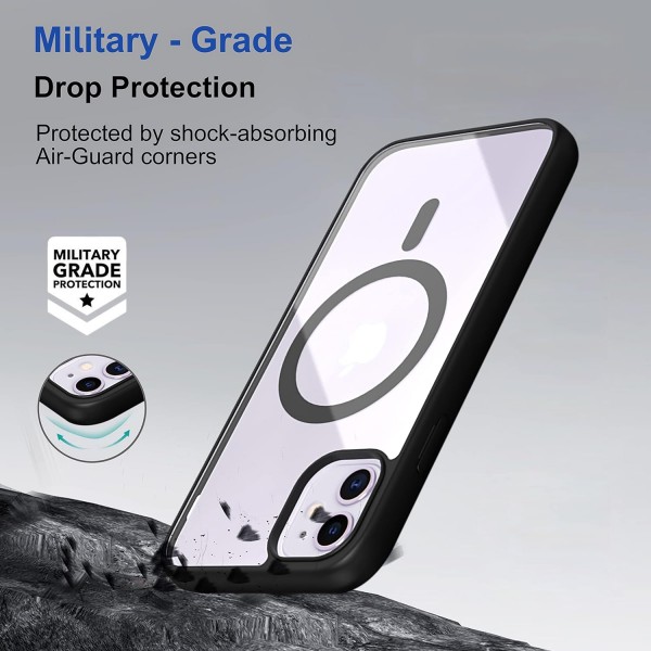 Black Clear Transparent Magsafe Back Case for iPhone 12 Pro