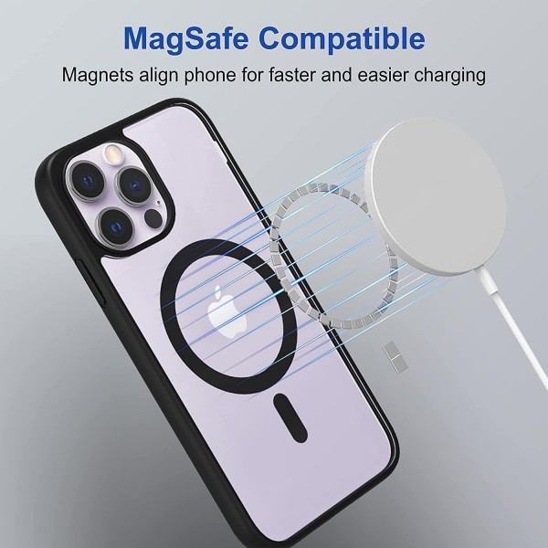 Black Clear Transparent Magsafe Back Case for iPhone 12 Pro Max