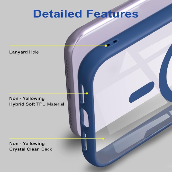 Royal Blue Clear Transparent Magsafe Back Case for iPhone 13 Mini