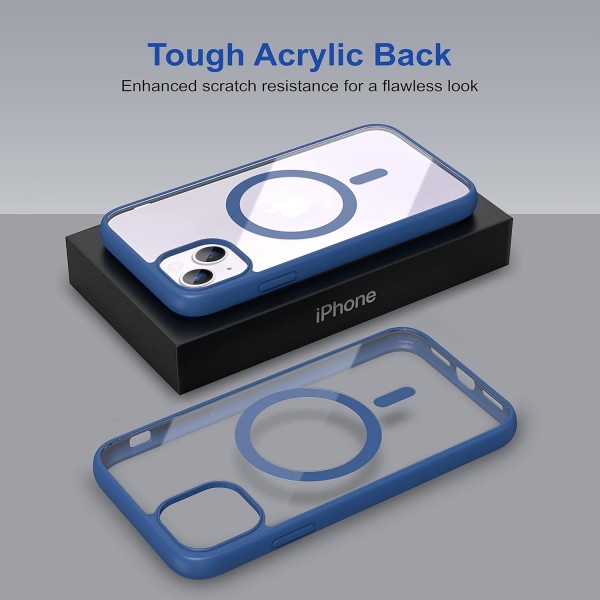 Royal Blue Clear Transparent Magsafe Back Case for iPhone 13 Mini
