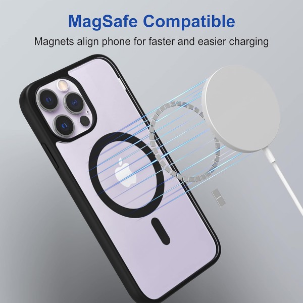 Black Clear Transparent Magsafe Back Case for iPhone 13 Pro