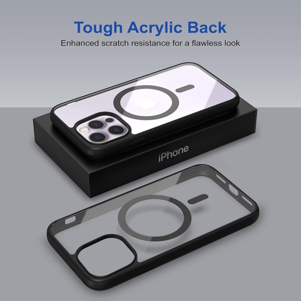 Black Clear Transparent Magsafe Back Case for iPhone 13 Pro