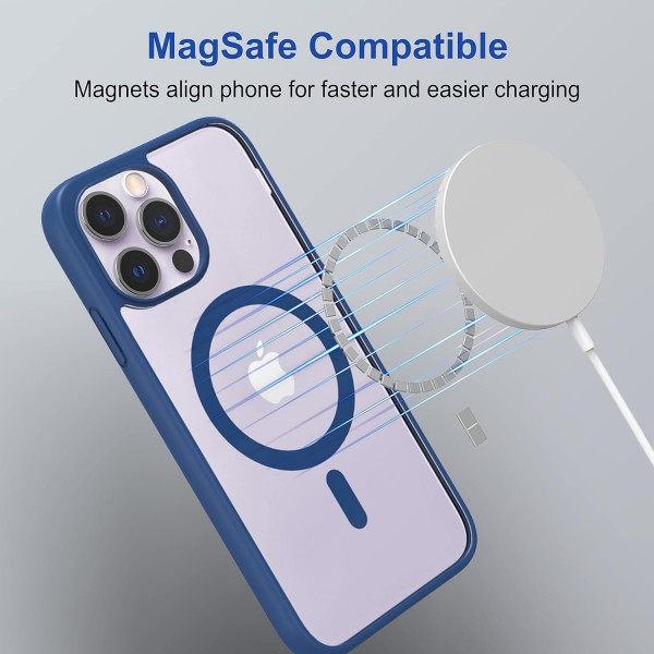 Royal Blue Clear Transparent Magsafe Back Case for iPhone 13 Pro Max