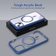 Royal Blue Clear Transparent Magsafe Back Case for iPhone 14