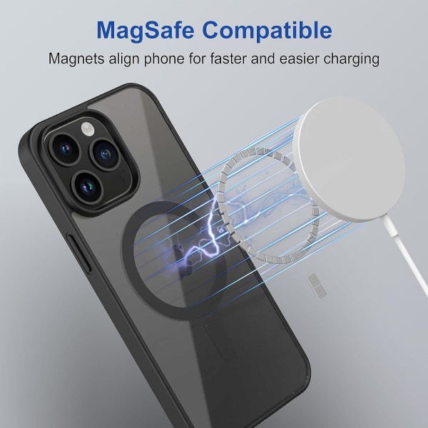 Black Clear Transparent Magsafe Back Case for iPhone 15 Pro Max
