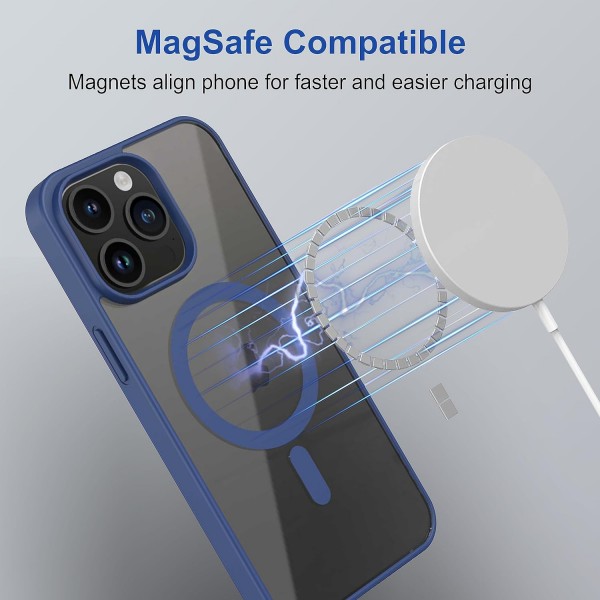 Royal Blue Clear Transparent Magsafe Back Case for iPhone 15 Pro Max