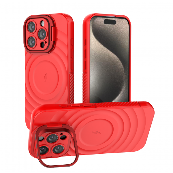 Crimson Red - TitanShield Wave Silicone Magsafe Back Case for iPhone 16 Pro