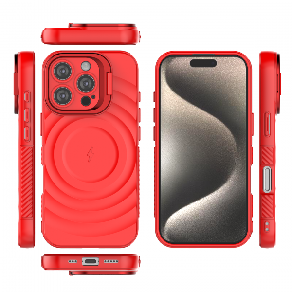 Crimson Red - TitanShield Wave Silicone Magsafe Back Case for iPhone 16 Pro