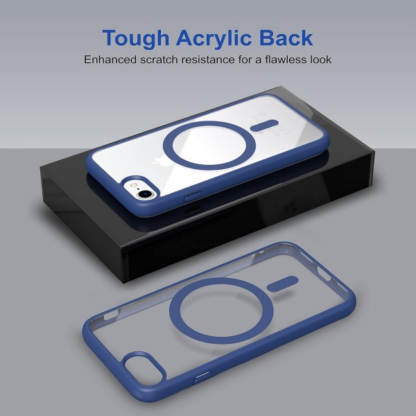 Royal Blue Clear Transparent Magsafe Back Case for iPhone 8